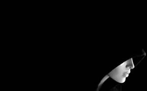 Monochrome Hoodie Woman Wallpaper