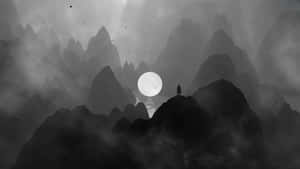 Monochrome_ Mountain_ Mystique Wallpaper