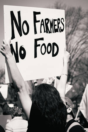 Monochrome No Farmers No Food Banner Wallpaper