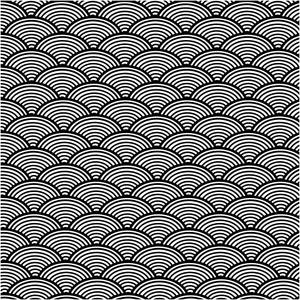 Monochrome Seigaiha Pattern Wallpaper