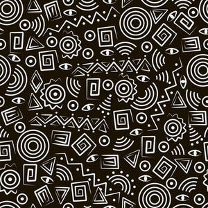 Monochrome Tribal Pattern Wallpaper