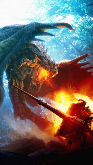 Monster Hunter Iphone Fire Spitting Dragon Wallpaper