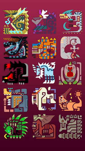 Monster Hunter Iphone Stylized Monsters List Wallpaper