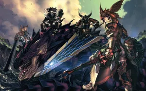 Monster Hunter World Hunters And Rathalos Wallpaper