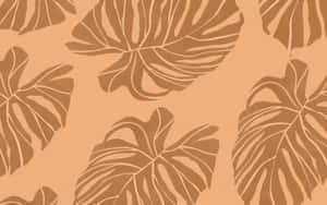 Monstera Pattern Beige Background Wallpaper