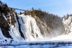 Montmorency Falls During Cool Winter Wallpaper
