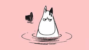 Moomin Desktop Drawing In Pink Lake Wallpaper