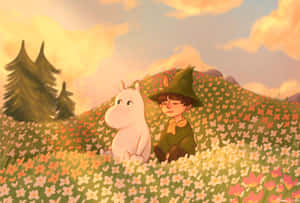 Moomin Desktop Relaxing Flower Field Wallpaper