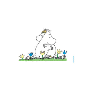 Moomin Desktop White Moomin Hugging Wallpaper