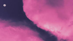 Moon Amid Pink Cloud Wallpaper