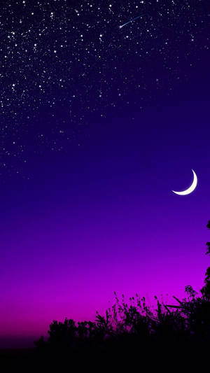 Moon And Stars Periwinkle Sky Wallpaper