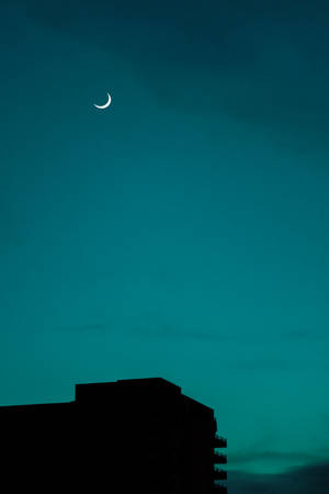 Moon And Teal Sky Wallpaper