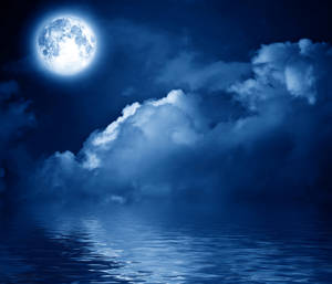 Moon Night Sky Low Clouds Wallpaper