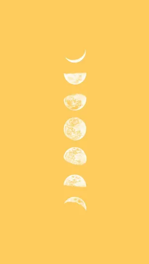 Moon Phase Pastel Yellow Aesthetic Wallpaper