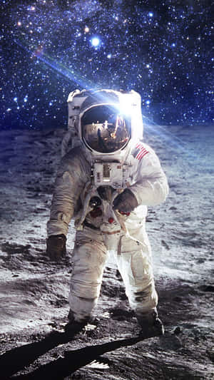 Moon Walking Of Astronaut Iphone Wallpaper