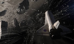 Moonfall Space Shuttle With Meteorites Wallpaper