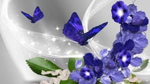 Morning Glory Flowers With Butterflies Wallpaper