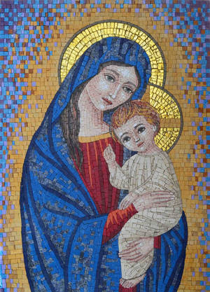 Mosaic Art Mary And Jesus Wallpaper