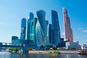 Moscow Russia Skyscrapers Daylight Wallpaper