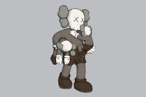 Mother And Baby Kaws Black And White Wallpaper