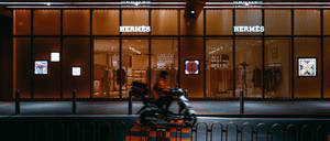 Motorcycle Outside Hermes Store Wallpaper