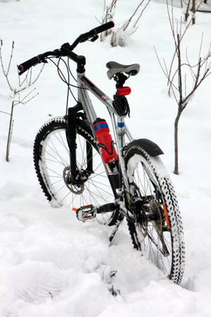 Mountain Bike At Snow Wallpaper