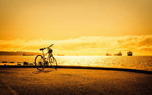 Mountain Bike At Sunset Wallpaper