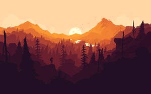 Mountain Landscape Sunset Orange Tonal Gradation Wallpaper