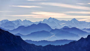 Mountain Range Blue Tonal Perspective Wallpaper