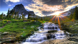 Mountain Stream Cascade Landscape Wallpaper
