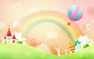Mountains Rainbow Cute Background Wallpaper