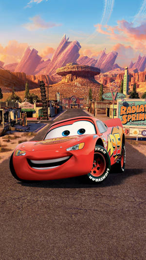 Mountainview Behind Lightning Mcqueen Cars Wallpaper