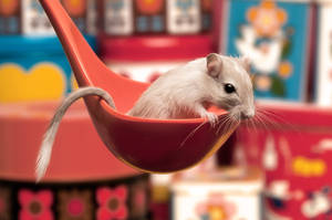 Mouse Inside A Red Ladle Wallpaper