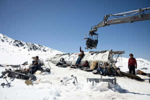 Movie Set Snowy Plane Crash Scene Wallpaper