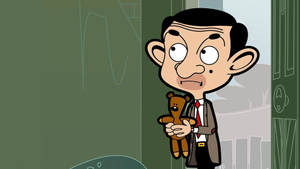Mr Bean Cartoon And Teddy Wallpaper