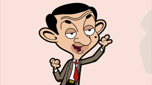 Mr. Bean Cartoon Pink Background Wallpaper