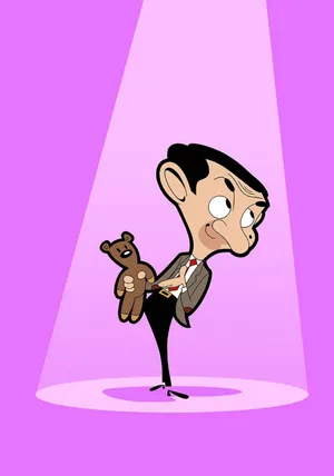 Mr. Bean Cartoon Purple Wallpaper