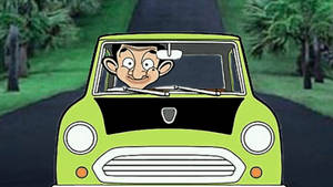 Mr. Bean Cartoon Riding Car Wallpaper