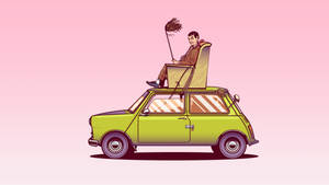 Mr. Bean Cartoon Top Car Wallpaper