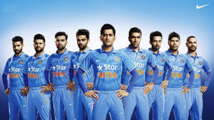 Ms Dhoni With Team India Wallpaper