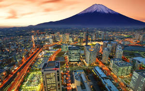 Mt. Fuji And Yokohama City Wallpaper