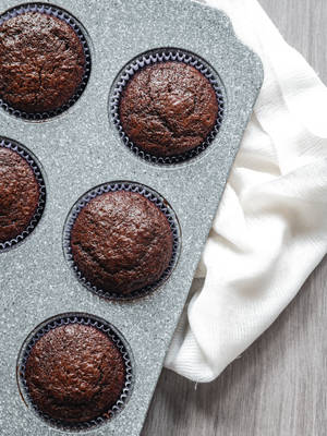 Muffins In Gray Tray Wallpaper