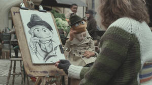 Muppet Walter Creating A Masterpiece Sketch In Muppets Most Wanted Movie Wallpaper