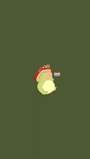 Mushroom Hat Frog Cartoon Wallpaper