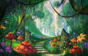 Mushroom Paradise Magical Forest Wallpaper