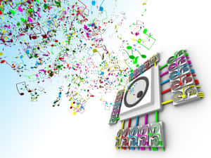Music Notes Flying Out Of A Clock Wallpaper