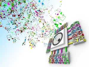 Music Notes Flying Out Of A Clock Wallpaper