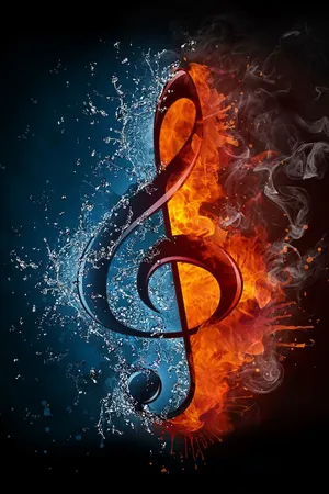 Music Symbols Treble Clef In Blue And Orange Wallpaper