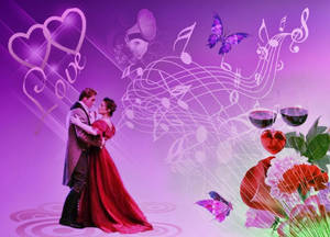 Musical Romantic Love In Purple Wallpaper