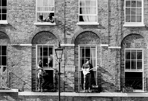 Musicians On A Brick Building Wallpaper